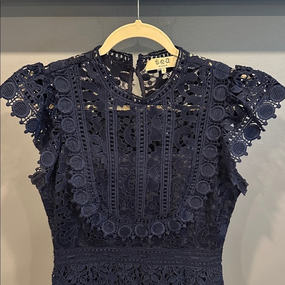 SEA NEW YORK ABBY PUFF SLEEVE SHORT DRESS - NAVY BLUE - Picture 5 of 7